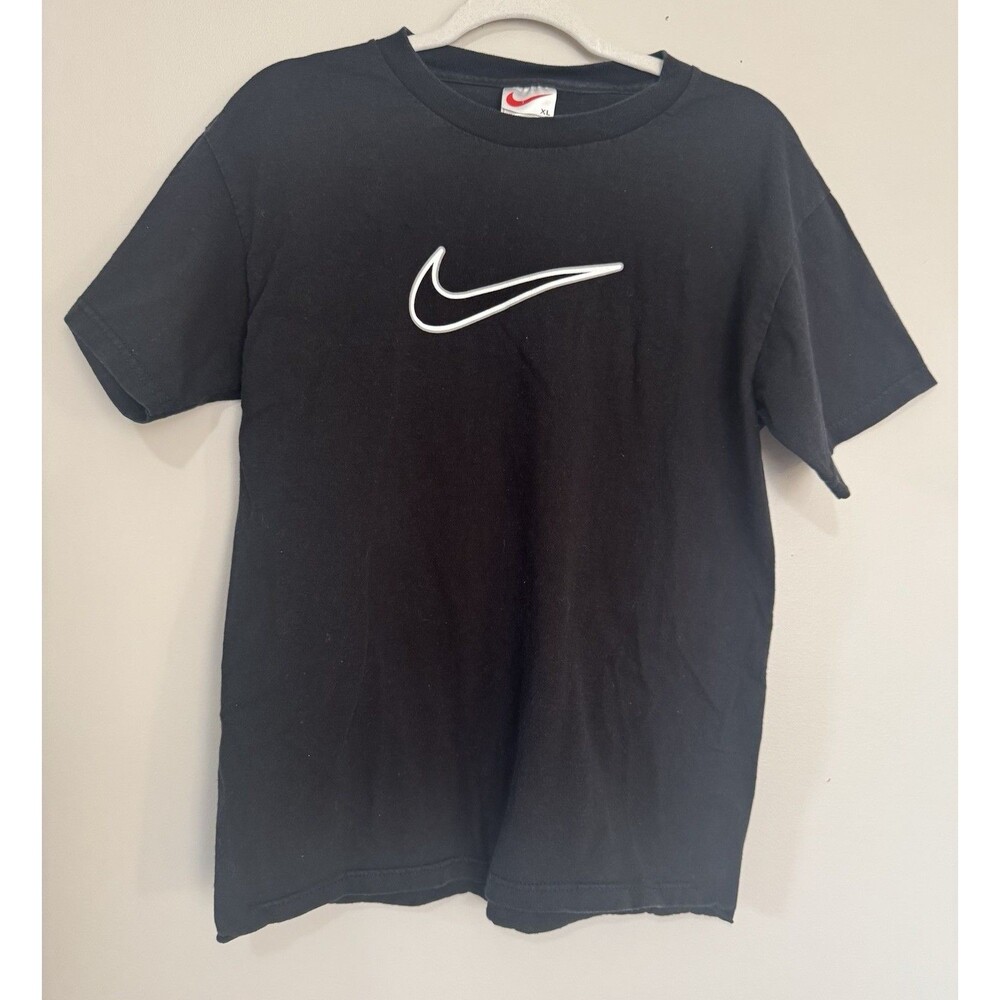 Vintage 90's White Tag Nike Center Check Logo T-Shirt Black Size Extra Large